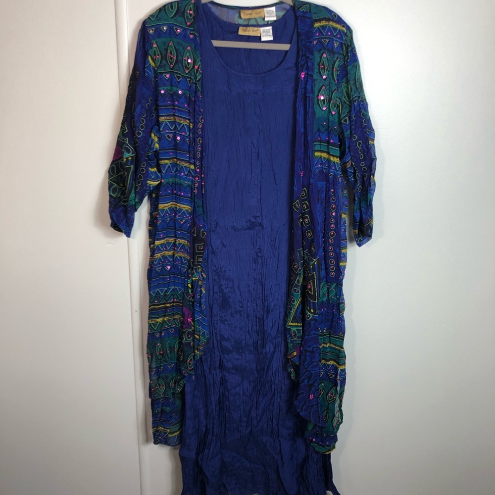 Midnight Velvet Crepe Dress Size 1X With Jacket